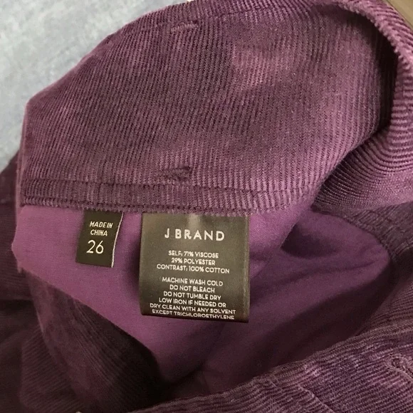 J Brand Purple Twilight Mavis Paper Bag Corduroy Trouser Pants SIZE 26 NEW